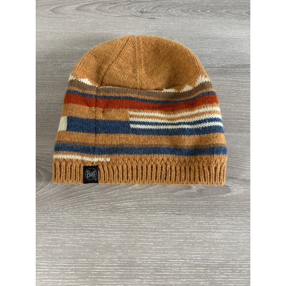 Buff Knitted Fleece Band Hat Croix Denim Kids Beanie Cap- Tan- EUC - Picture 1 of 4